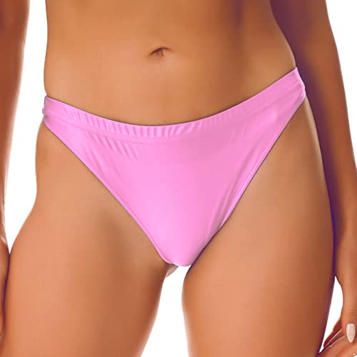 HULIJA Damen Strings Nylon Tanga Unterhosen Hoch Taille Slips Weiche Nahtlo Hipster Unterwäsche Unterwäsche Rosa XL von HULIJA