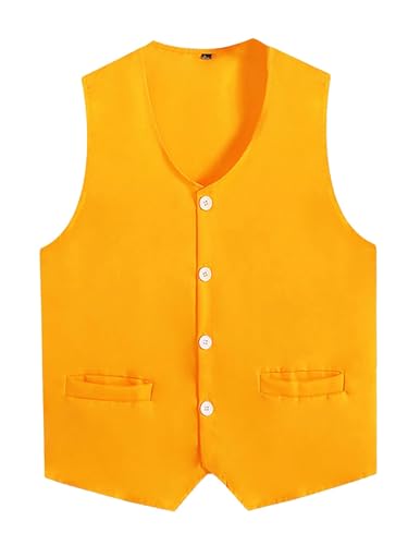 HULIJA Herren Anzugweste Gentleman Weste Ärmellos Smoking Weste Festlich Jacke Business Vest Geburtstag Karneval Fasching Kleidung Gelb XXL von HULIJA