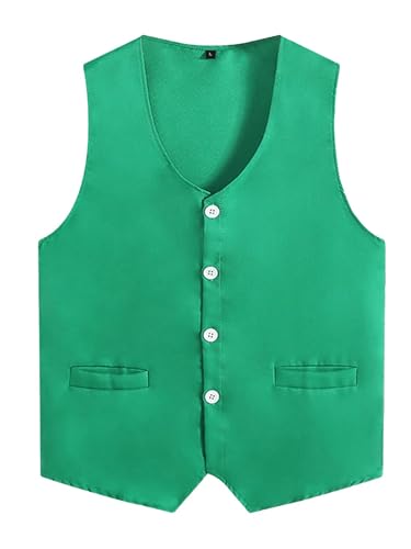 HULIJA Herren Anzugweste Gentleman Weste Ärmellos Smoking Weste Festlich Jacke Business Vest Geburtstag Karneval Fasching Kleidung Grün M von HULIJA