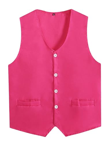 HULIJA Herren Anzugweste Gentleman Weste Ärmellos Smoking Weste Festlich Jacke Business Vest Geburtstag Karneval Fasching Kleidung Hot Pink M von HULIJA