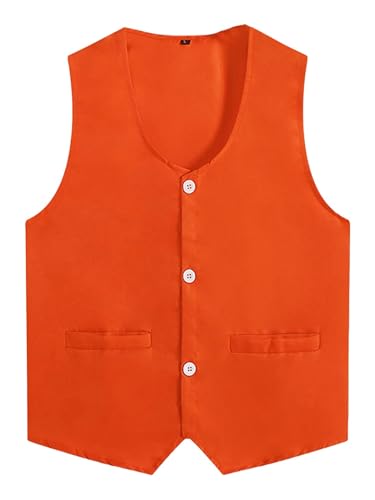 HULIJA Herren Anzugweste Gentleman Weste Ärmellos Smoking Weste Festlich Jacke Business Vest Geburtstag Karneval Fasching Kleidung Orange 3XL von HULIJA