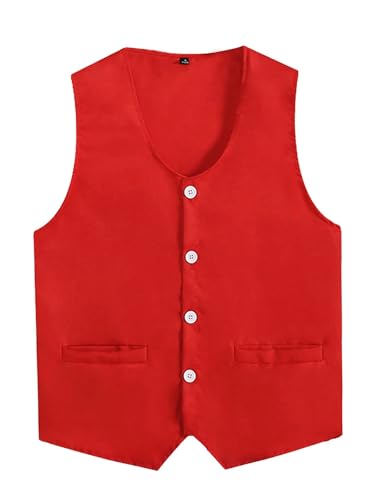 HULIJA Herren Anzugweste Gentleman Weste Ärmellos Smoking Weste Festlich Jacke Business Vest Geburtstag Karneval Fasching Kleidung Rot XXL von HULIJA