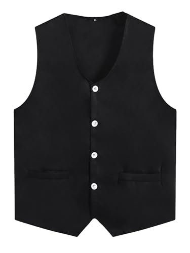 HULIJA Herren Anzugweste Gentleman Weste Ärmellos Smoking Weste Festlich Jacke Business Vest Geburtstag Karneval Fasching Kleidung Schwarz XXL von HULIJA
