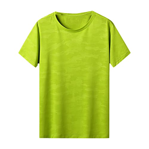 HULIJA Herren Sportshirt Kurzarm Sport T-Shirt Fitnessshirt Funktionsshirt Kompressionsshirt Training Sport Fitness Laufen A Leuchtend Grün 5XL von HULIJA