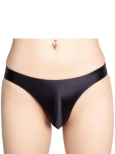 HULIJA Herren Mini Slips Glänzend Brief Low Rise Boxerbriefs Micro Shorts Tanga Unterhosen Dessous Reizwäsche Nachtwäsche A Schwarz M von HULIJA