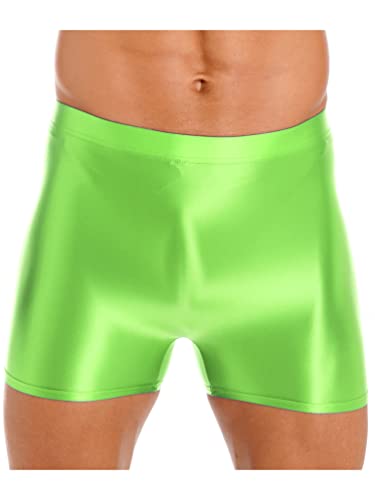 HULIJA Herren Nylon Shorts Trainingshorts Brief Slip Bulge Pouch Low Rise Shorts Boxershorts Unterhosen Reizwäsche Unterwäsche Fluorescent Grün XL von HULIJA