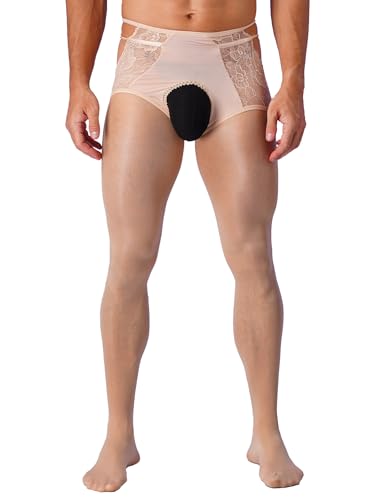 HULIJA Herren Nylon Strumpfhosen Offnen Schritt Durchsichtig Leggings Ouvert Hose Mit Socken Unterhosen Dessous Reizwäsche Akt ohne Schritt XL von HULIJA