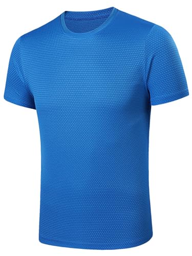 HULIJA Herren Sportshirt Kurzarm Trainingsshirt Fußballtrikot Shirt Laufshirt Funktionsshirt Fußball Basketball Radfahren B Blau XL von HULIJA