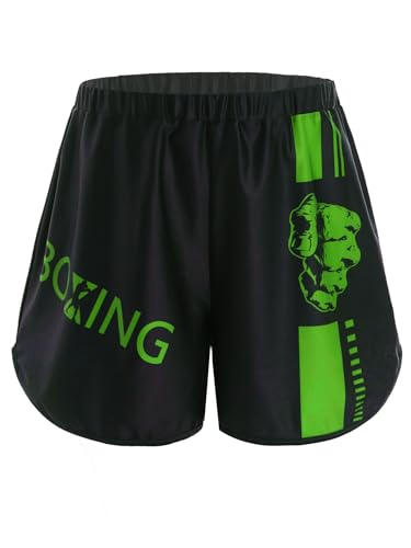 HULIJA Jungen Muay Thai Shorts MMA Cross-Training Box Shorts Grappling Kurze Hose Thaibox Shorts Kampfsport Short Trainingsshort Sport Grün 170-176 von HULIJA