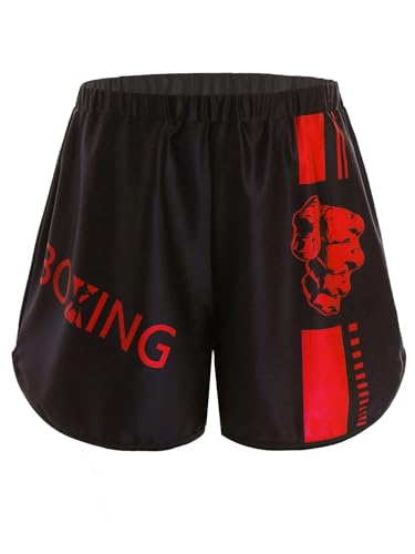 HULIJA Jungen Muay Thai Shorts MMA Cross-Training Box Shorts Grappling Kurze Hose Thaibox Shorts Kampfsport Short Trainingsshort Sport Rot 122-128 von HULIJA