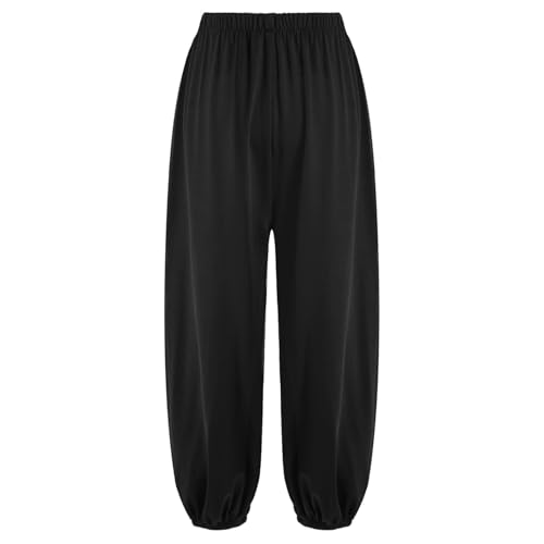 HULIJA Kinder Jungen Mädcehn Kung-Fu-Hose Sporthose Elastische Taille Jogginghose Kampfsport Trainingshose Sweathose Schwarz 122-128 von HULIJA