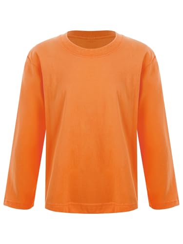 HULIJA Kinder Jungen Mädchen Basic Shirt Langarm Oberteil Langarmshirt Sweatshirt Unterhemd Sportshirt Trainingsshirt Freizeit Laufen Orange 158-164 von HULIJA