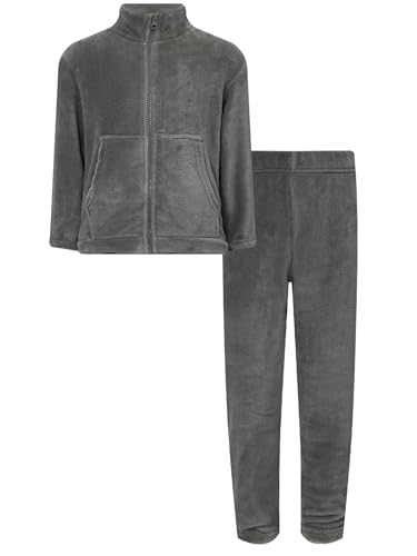 HULIJA Kinder Jungen Mädchen Flanell Schlafanzug Zweiteiler Flauschige Pyjama Set Kuschel Pullover Hose Winter Warme Hauskleidung Nachtwäsche Dunkelgrau 170-176 von HULIJA