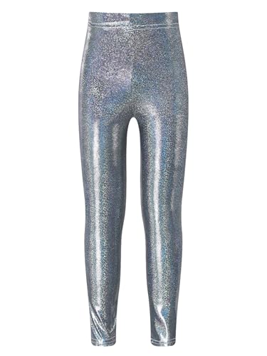 HULIJA Kinder Mädchen Glitzer Leggings Lang Glänzend Hose Lang Elastischem Bund Tanzleggings Sporthose Balletthose Training Hip Hop Schwarz 146-152 von HULIJA
