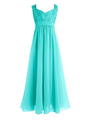 HULIJA Mädchen Festlich Kleid Ärmellos Blumenmädchenkleid Ballkleid Spitze Kleid Hochzeit Geburtstag Party Festzug B Grün G 158-164 von HULIJA