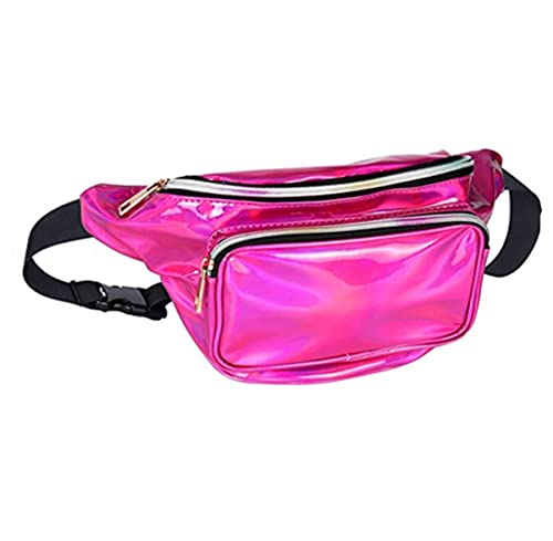 HULIN Hüfttasche, Glänzende Gürteltasche, holografische Fanny-Pack für Frauen/Männer wasserdichte widerstandsfähige Crossbody-Hüfttasche für Reisen, Party, Festival Rave, Laufen, Wandern (Rosa) von HULIN