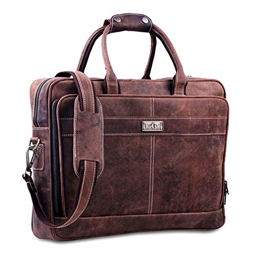 18 Zoll leather Laptop-Tasche für Männer: messenger Bag aus hochwertigem, weichem Leder Briefcase für den täglichengebrauch - Tasche für Laptop,Computer von HULSH