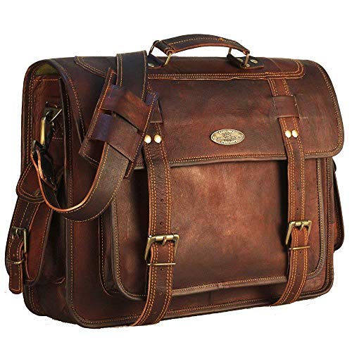 Vintage Leather Laptop Bags for Men Full Grain Large Leather Messenger bag for men 16 inches with rustic look Best leather briefcase von HULSH