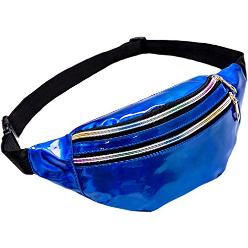 Mode glänzende Gürteltasche,PU-Leder wasserdichte Bumbags Hüfttasche mit verstellbarem Gürtel für Reisen,Party,Festival Rave,Laufen,Wandern für Frauen Männer Kinder (A) von HULUBO