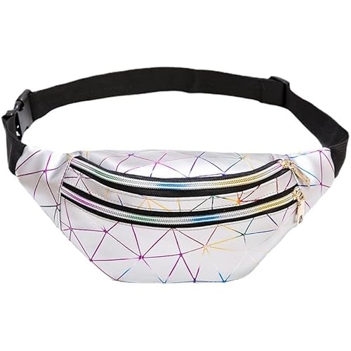 Mode glänzende Gürteltasche,PU-Leder wasserdichte Bumbags Hüfttasche mit verstellbarem Gürtel für Reisen,Party,Festival Rave,Laufen,Wandern für Frauen Männer Kinder (E) von HULUBO