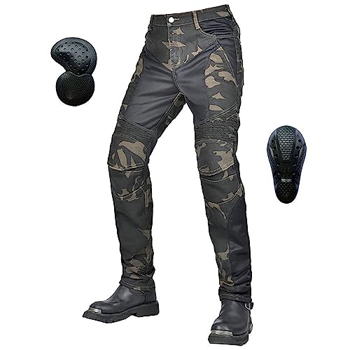 Motorrad Motocross Rennhose Für Herren, Camouflage Sommer Mesh Atmungsaktive Anti Fall Motorradhose, Mit Abnehmbaren CE Schutzpolstern (Color : Vert, Size : XXL) von HULUV
