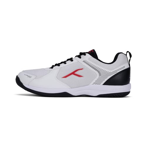 HUNDRED Court Star Non-Marking Professional Badminton Shoes for Mens (White Black, EU 41 UK 7 US 8) X-Cushion Protection Suitable for Indoor Tennis Squash Table Tennis Basketball & Padel von HUNDRED