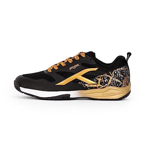 HUNDRED Herren Beast Max Material: Polyester, TPU | Suitable for Indoor, Squash, Table Tennis, Basketball & Padel (Black/Gold, EU 42, UK 8, US 9) von HUNDRED