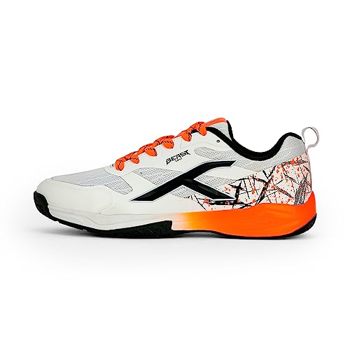 HUNDRED Herren Beast Max Badminton-Schuh, White Orange, 42 EU von HUNDRED