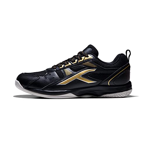 Hundred Raze Non-Marking Professional Badminton Shoes for Men (Black Gold, Size: EU 40 UK 6 US 7) Material Upper: Polyester, Sole: Rubber Suitable for Indoor Tennis Squash Table Tennis von HUNDRED