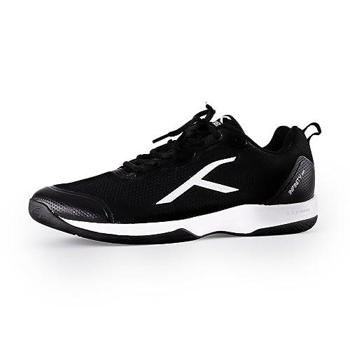 HUNDRED Infinity Pro Non-Marking Professional Badminton Shoe for Men (Black White,EU 45 UK 11 US 12) Material: Polyester Mesh Suitable for Indoor Tennis Squash Table Tennis Basketball & Padel von HUNDRED