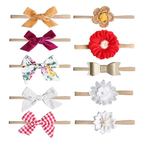 Baby-Stirnbänder mit Schleifen, Baby-Haarschleifen für Mädchen - 10X handgefertigte Nylon-Haarbänder für Kinder,Niedliche, elegante, elastische Haarbänder für Kleinkinder Baby-Stirnbänder mit Schleifen, Baby-Haarschleifen für Mädchen - 10X handgefertigte Nylon-Haarbänder für Kinder,Niedliche, elegante, elastische Haarbänder für Kleinkinder von HUNJHYC