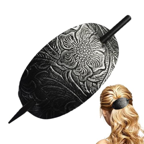 Haarspange aus Leder mit Stab | Haarspange aus Kunstleder 4,92 x 1,97 Zoll | Lederhaarnadeln und ovaler Stab in Pferdeschwanz-Halter, Zubehör für Frauen und Draht Haarspange aus Leder mit Stab | Haarspange aus Kunstleder 4,92 x 1,97 Zoll | Lederhaarnadeln und ovaler Stab in Pferdeschwanz-Halter, Zubehör für Frauen und Draht von HUNJHYC