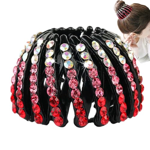 Strass Vogelnest Haarspange - Erweiterbare Vogelnest-förmige Haarspangen,Haarschmuck Strass Brötchen Wrap Vogelnest Haare Clip Haar Schwanz Halter für Frauen Mädchen von HUNJHYC