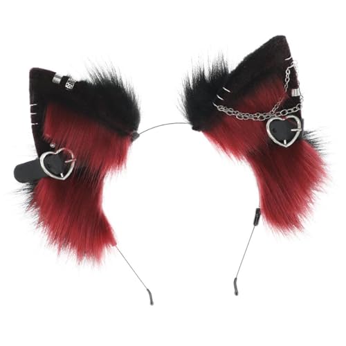 Tierohren-Haarband, Stirnband, bequeme Halloween-Haarbänder, Katzen-Haarbänder mit Metallherzen, Kettenbesatz für Familie, Freunde, Kinder Tierohren-Haarband, Stirnband, bequeme Halloween-Haarbänder, Katzen-Haarbänder mit Metallherzen, Kettenbesatz für Familie, Freunde, Kinder von HUNJHYC