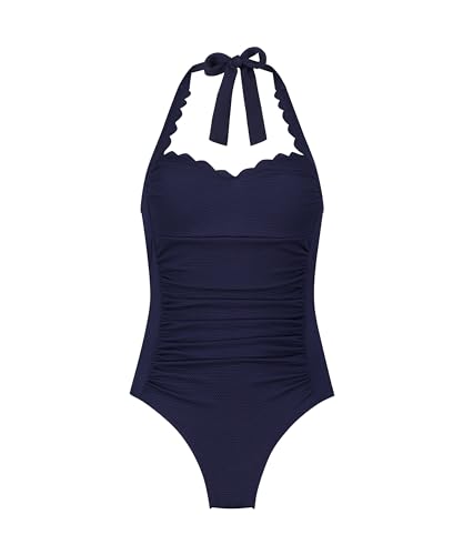 Badeanzug Shaping Halter Scallop - Navy - 34 von HUNKEMÖLLER