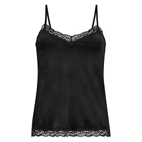 Hunkemöller Cami Top Velours Lace - Black - S von HUNKEMÖLLER