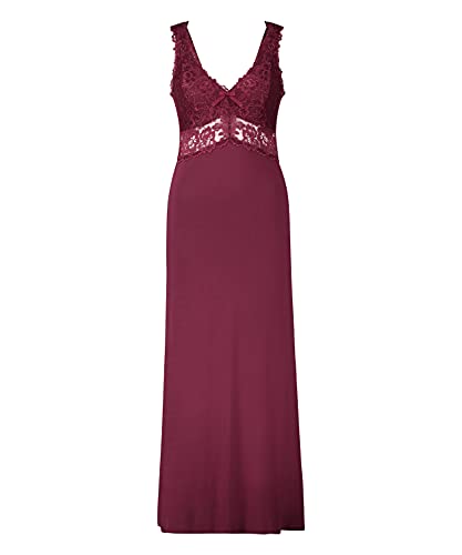 Hunkemöller Slipdress Nora Lace Long - Windsor Wine - XS von HUNKEMÖLLER