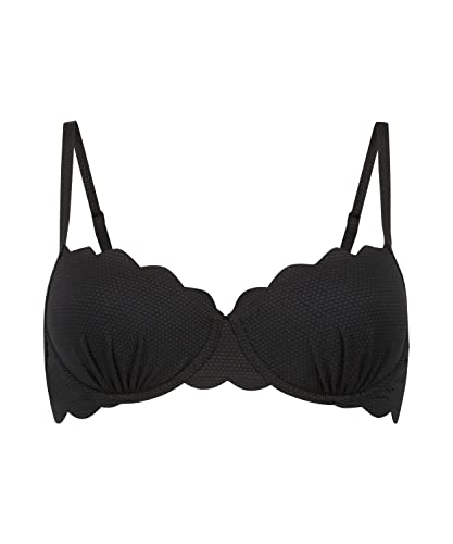 Hunkemöller Wattiertes Bügel-Bikinioberteil Scallop - Nero - 70A von HUNKEMÖLLER