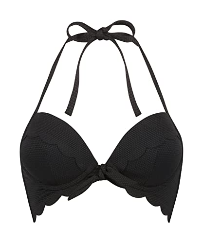 Hunkemöller Vorgeformtes Push-up Bügel-Bikinitop Scallop Cup A - E - Nero - 65C von HUNKEMÖLLER