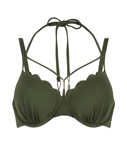 Hunkemöller Wattiertes Bügel-Bikinioberteil Scallop - Khaki - 85B von HUNKEMÖLLER