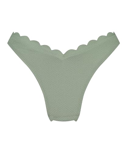 Bikini Slip mit hohem Beinausschnitt Scallop - Hedge Green - L von HUNKEMÖLLER