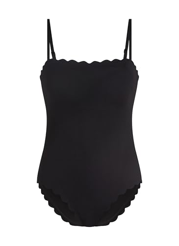 Hunkemöller Badeanzug Bandeau Scallop - Caviar - S von HUNKEMÖLLER
