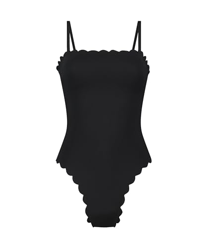 Hunkemöller Badeanzug Shaping Bandeau Scallop - Black - 36 von HUNKEMÖLLER