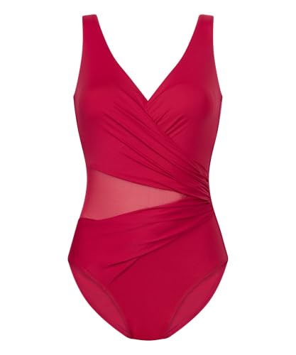 Hunkemöller Badeanzug Shaping Shell Mesh - Sangria - S von HUNKEMÖLLER
