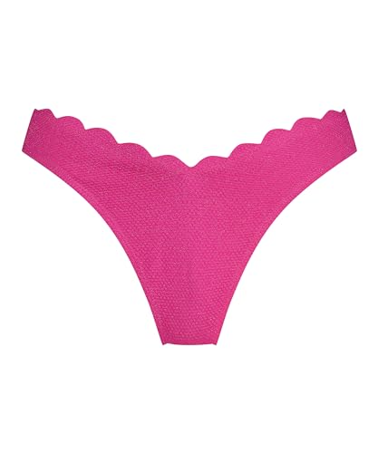 Hunkemöller Bikini Slip mit hohem Beinausschnitt Lurex Scallop - hot pink - S von HUNKEMÖLLER