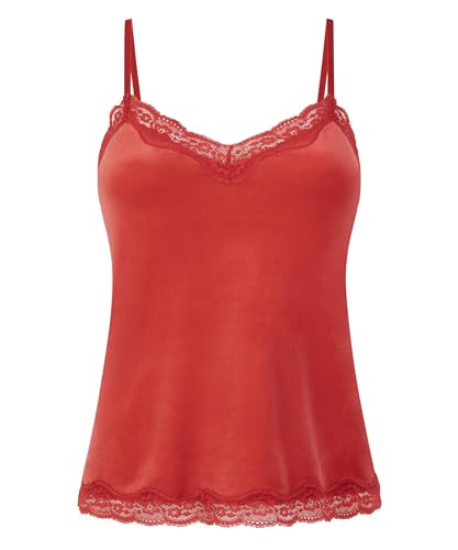 Hunkemöller Cami Top Velours Lace - Goji Berry - XL von HUNKEMÖLLER