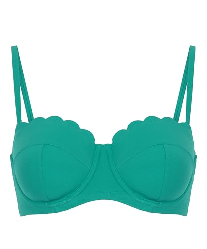 Hunkemöller Gepolstertes trägerloses Bikinioberteil mit Bügel Scallop Cup E + - HKM Green - 70C von HUNKEMÖLLER
