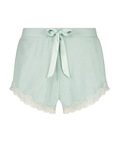 Hunkemöller Gerippte Spitzenshorts - Blue Haze - 2XS von HUNKEMÖLLER