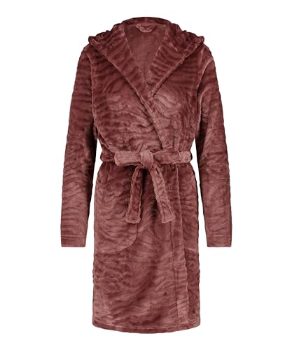 Hunkemöller Kurzer Bademantel Fleece Rip - Rose brown - M/L von HUNKEMÖLLER