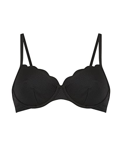 Hunkemöller Nicht vorgeformtes Bügel-Bikini-Top Scallop - Nero - 70F von HUNKEMÖLLER